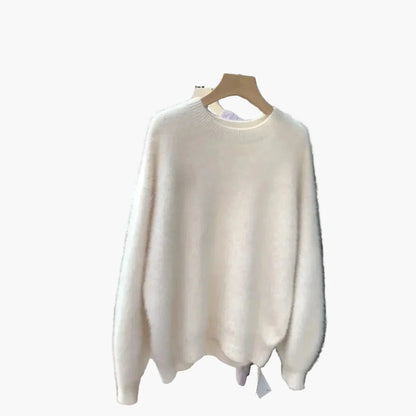 Pull ample style décontracté pour femme, col rond, look cocooning chic