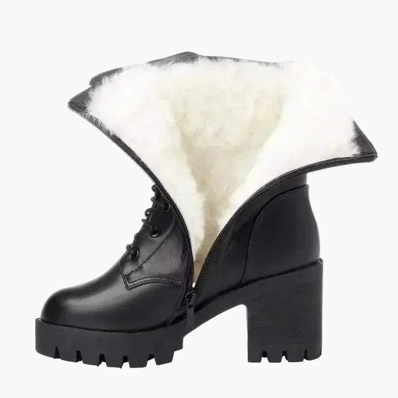 Bottes d'hiver femme à talon bloc style militaire avec doublure chaude