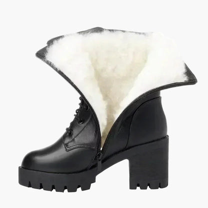 Bottes d'hiver femme à talon bloc style militaire avec doublure chaude