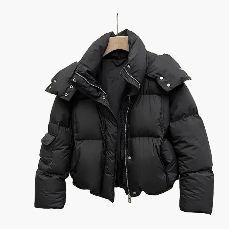 Chaqueta acolchada corta gruesa para mujer estilo urbano invierno