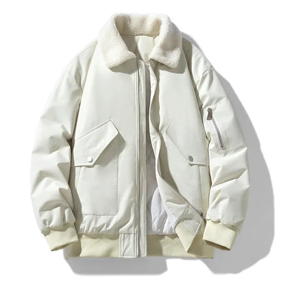 Chaqueta de hombre estilo aviador con cuello sherpa, tendencia invierno cálido