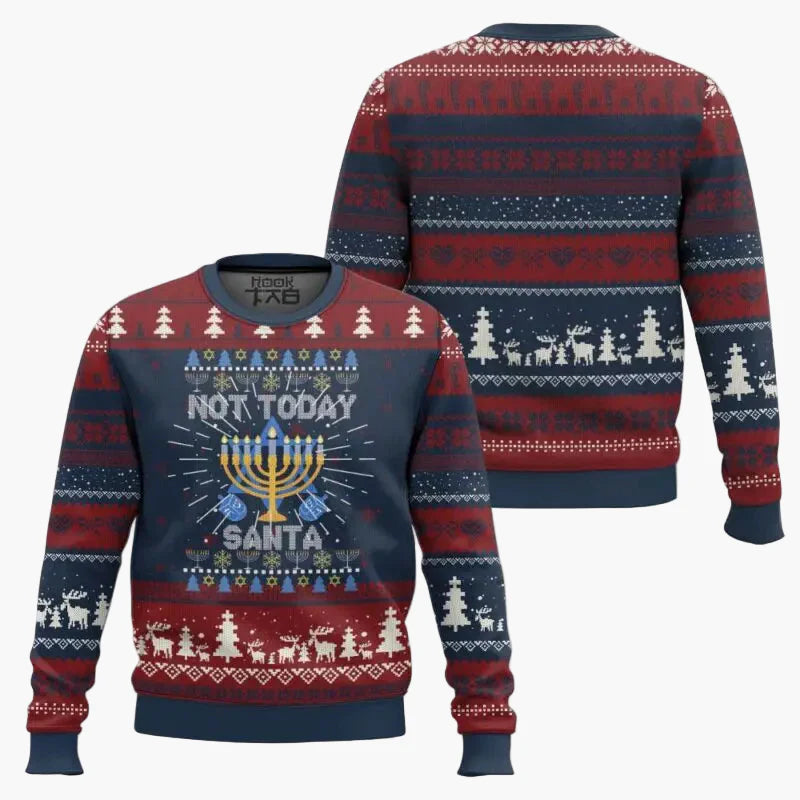 Unisex sweatshirt i stygg Hanukka-genserstil "Not Today Santa" – fest og humor til jul og Hanukka
