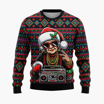 Kersttrui voor heren in feestelijke stedelijke stijl met hiphop Kerstman – Ideaal voor avonden en feesten