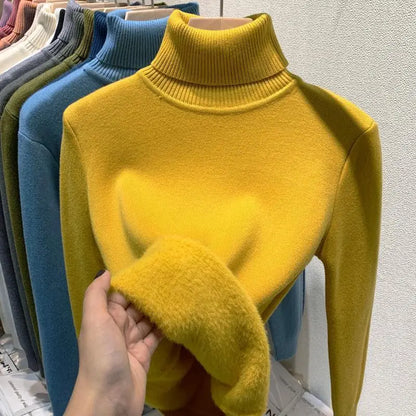Damski sweter z podwójnym golfem w klasycznym i wygodnym stylu na zimę