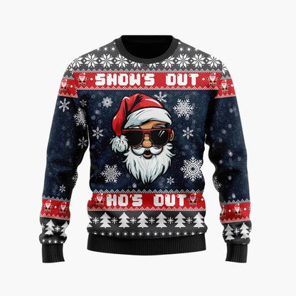 Zabawny męski sweter świąteczny – Styl retro, motyw Mikołaja, idealny na imprezy i wieczory Ugly Christmas Sweater