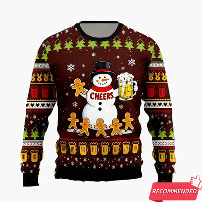 Męski sweter świąteczny w stylu ugly sweater dla miłośników piwa – Humor świąteczny, idealny na święta i prezenty