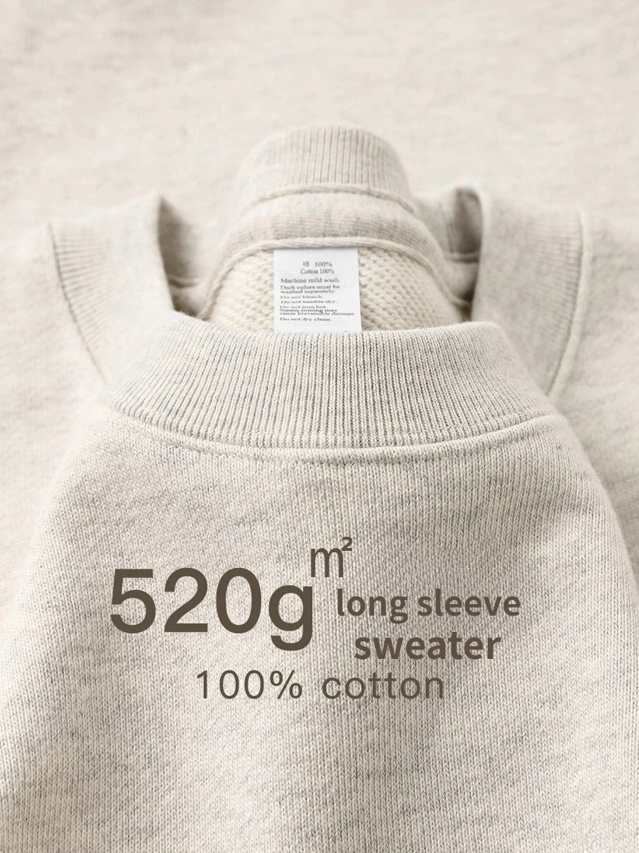 Avslappnad sweatshirt med rund hals och långa ärmar i ljusmelerad färg