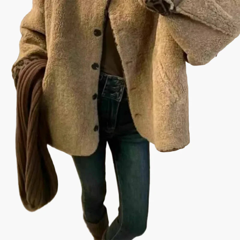 Chaqueta de mujer estilo casual oversize con botones y estampado de leopardo en los puños