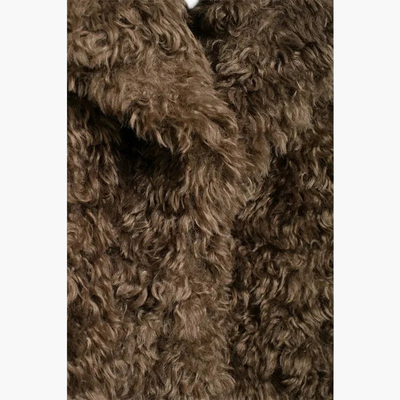 Abrigo de mujer estilo vintage de piel sintética con aspecto de oveja, tendencia invierno