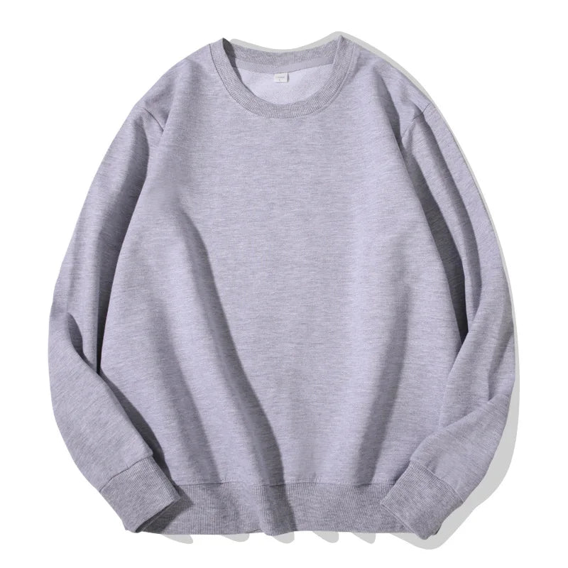 Sudadera informal lisa de cuello redondo, de tejido suave