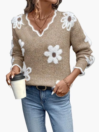 Damtröja med blommönster i avslappnad stil för vardag och fritid