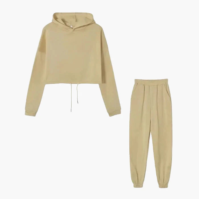 Ensemble Survêtement Femme Hoodie Court et Jogging Décontracté Urbain