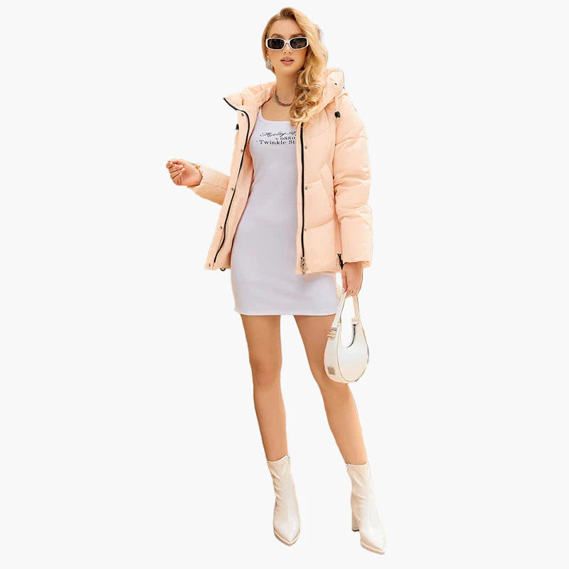 Chaqueta de invierno acolchada con capucha para mujer, estilo urbano y moderno