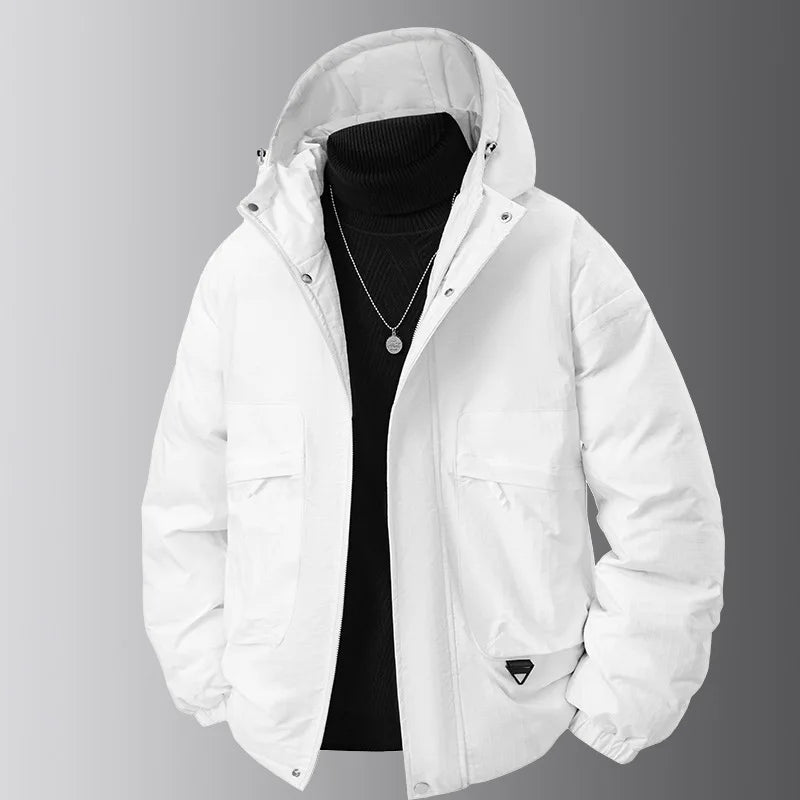 Veste à Capuche Homme Fermeture Éclair Marron avec Poches