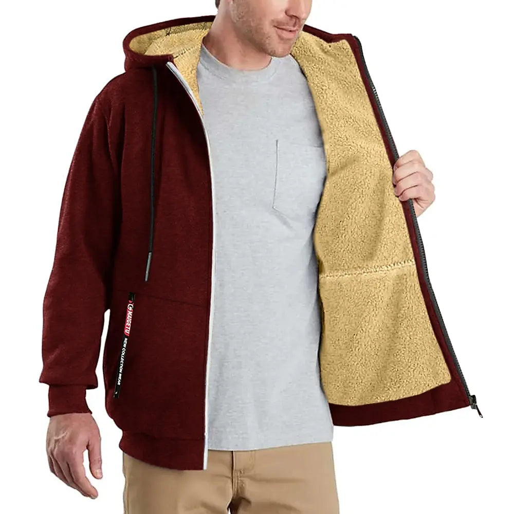 Derek – Zip-hoodie med sherpa-foder för män