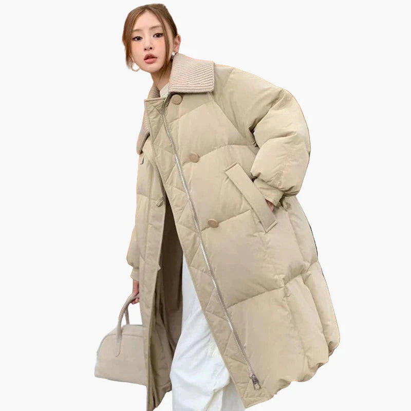 Lange Donsjas Dames Casual Stedelijke Stijl Warme Winter