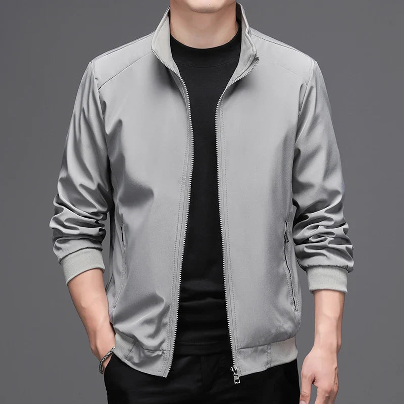Blouson bombardier homme col montant zippé noir coupe décontractée