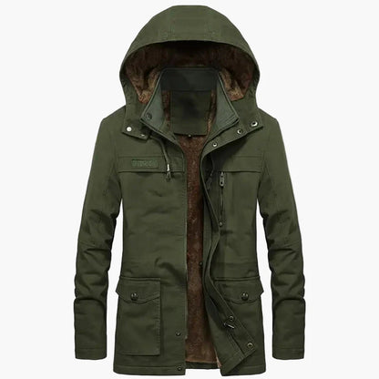 Men's winter hooded jacket urban casual style – warm and trendy long coat