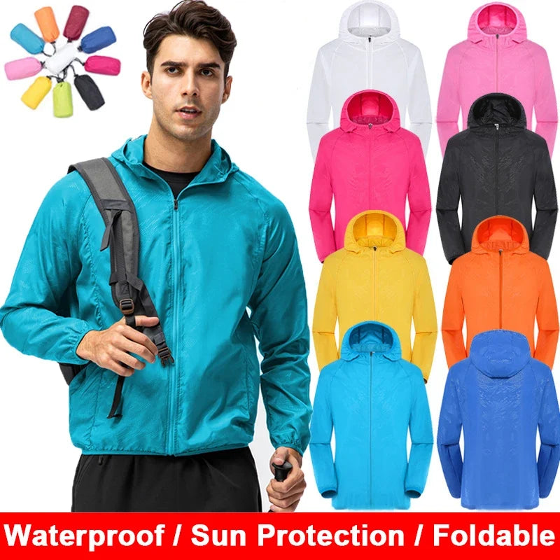 Veste coupe-vent légère à capuche pliable pour homme