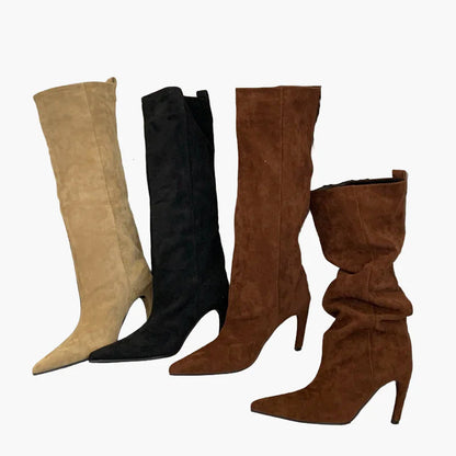 Bottes Femme Mode à Talons Hauts Pointus Style Élégant
