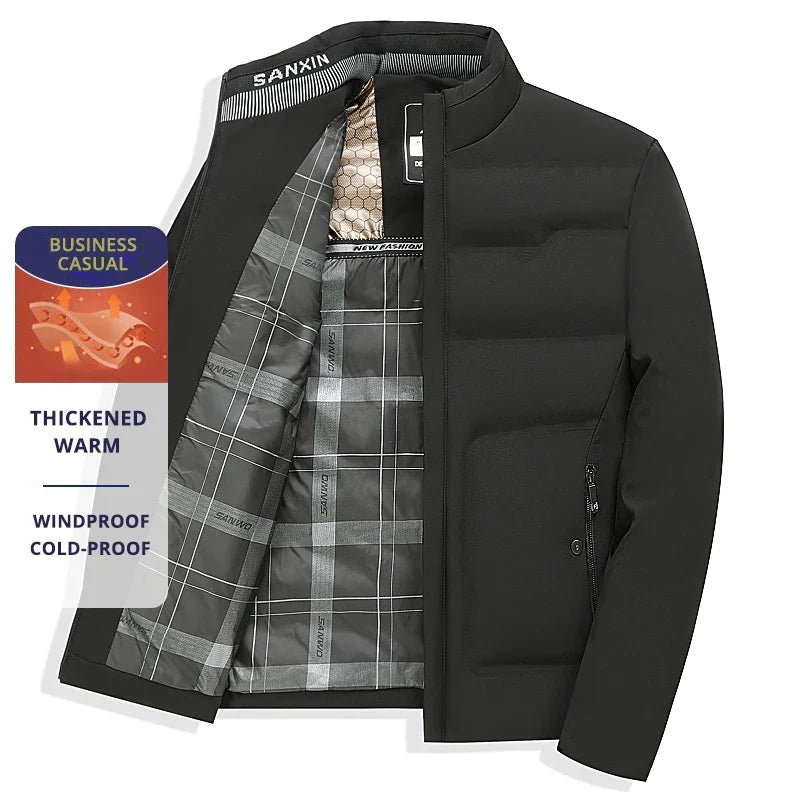 Chaqueta de hombre de negocios casual de invierno, cálida y cortavientos