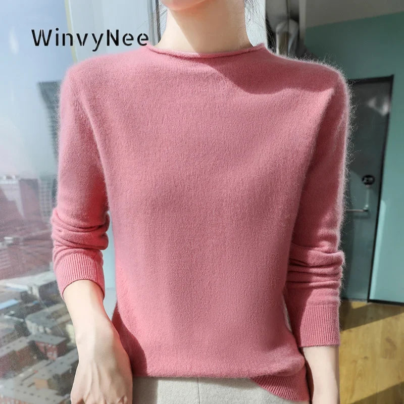 Women's soft crew-neck long-sleeve sweater, available in several colors
