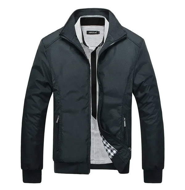 Blouson homme zippé col montant uni avec poches latérales