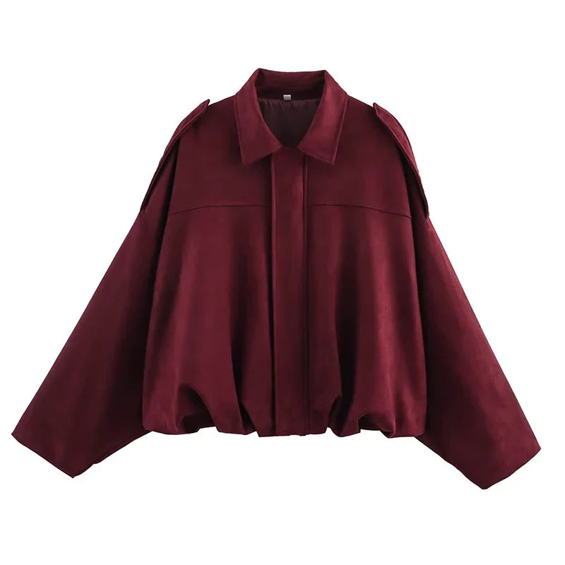 Veste courte style aviateur femme kaki col classique manches longues