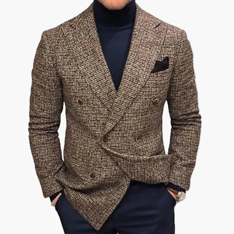 Elegant dubbelknäppt herrblazer i business- och kvällsstil