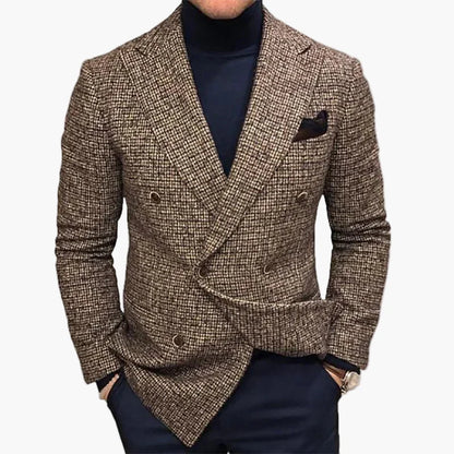 Elegant dubbelknäppt herrblazer i business- och kvällsstil
