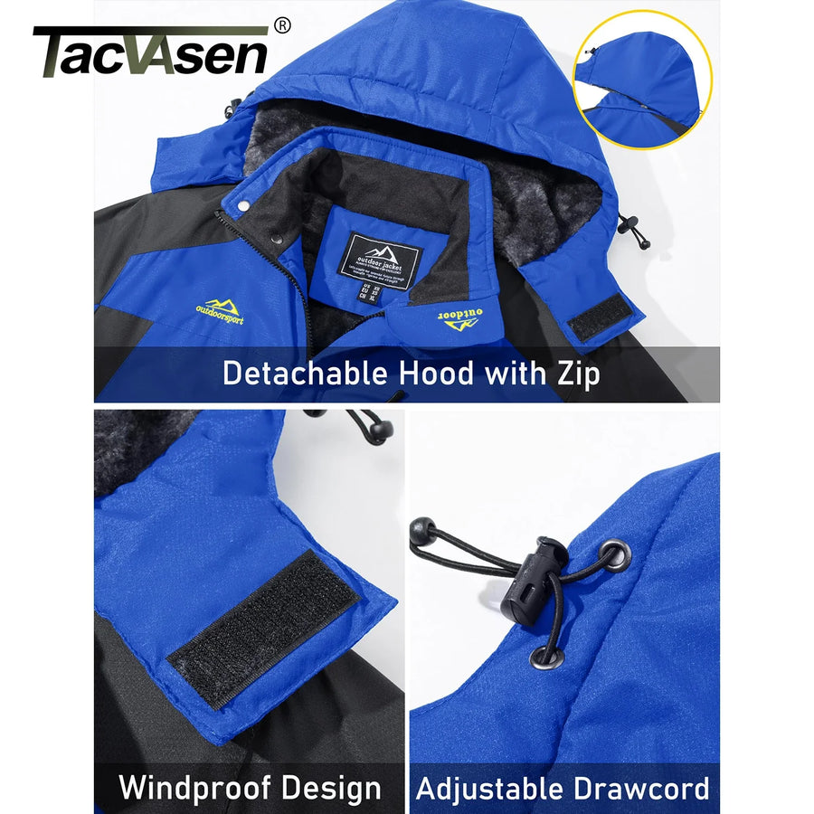 Warme Herren-Outdoorjacke mit Kapuze und Fleecefutter, Camouflage oder einfarbig, für den Winter