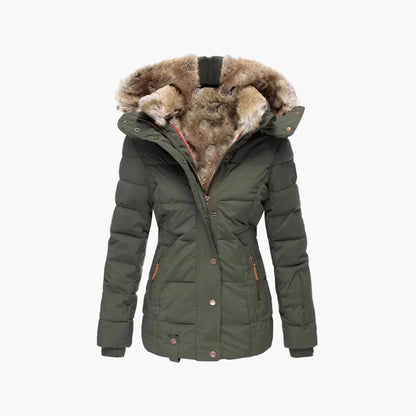 Chaqueta de Invierno para Mujer Elegante con Capucha y Piel – Corte Entallado y Estilo Urbano
