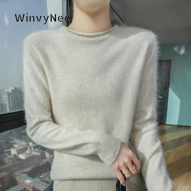 Women's soft crew-neck long-sleeve sweater, available in several colors