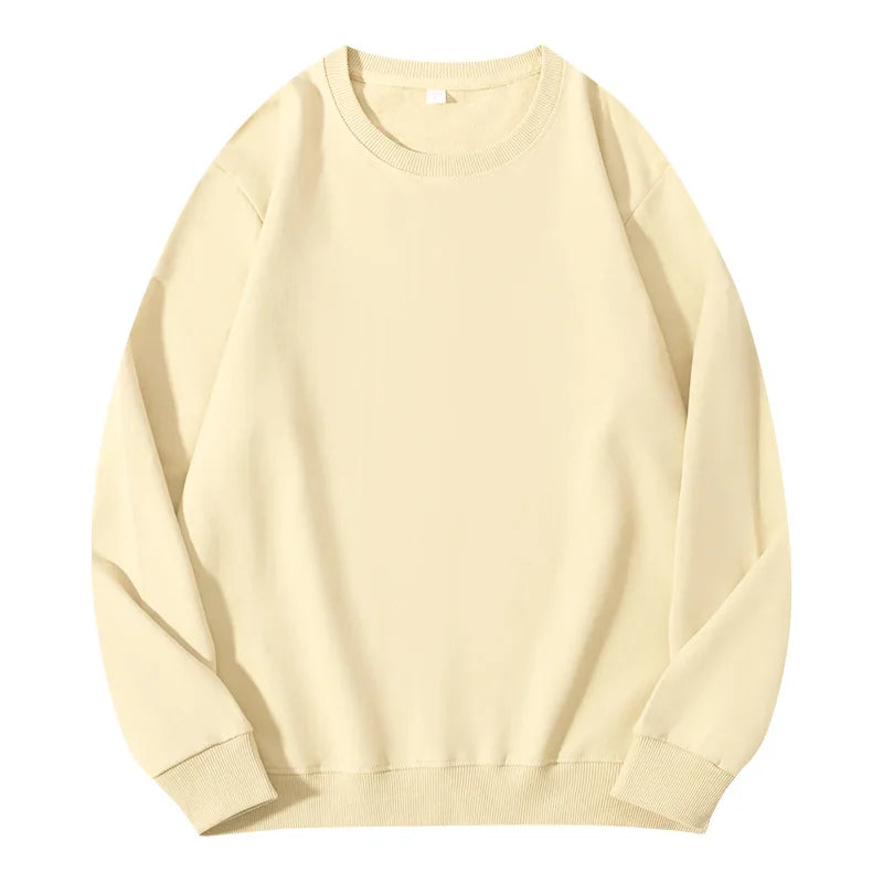 Sudadera informal lisa de cuello redondo, de tejido suave