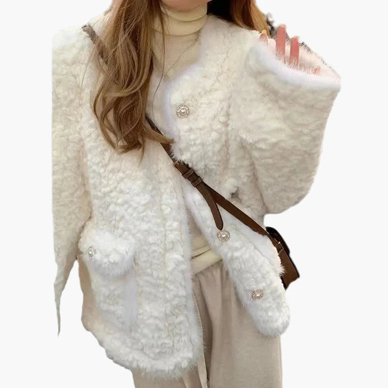 Elegancka damska kurtka w koreańskim, casualowym stylu na zimę