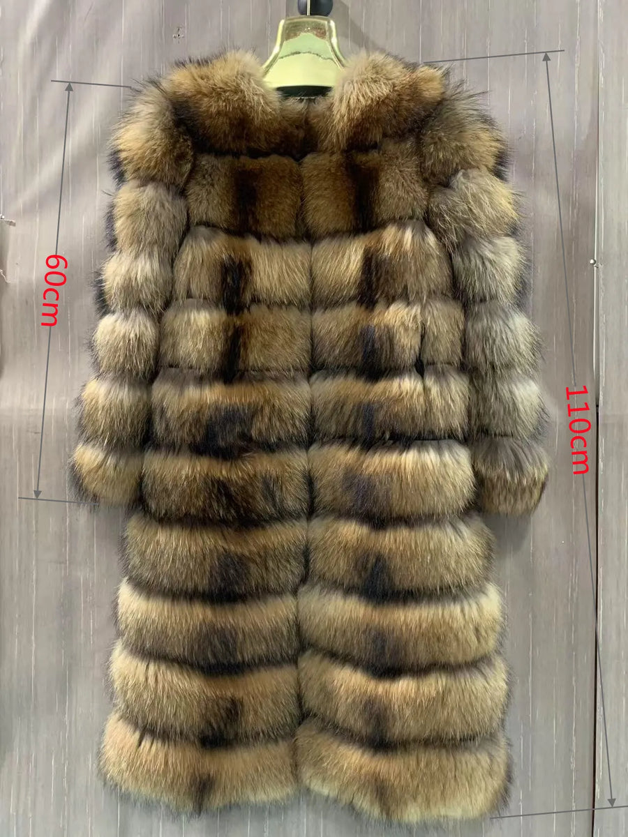 Manteau long à capuche aspect fourrure marron clair et foncé