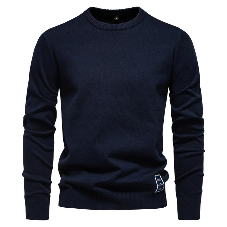 Maglione da uomo a girocollo in maglia tinta unita, blu royal