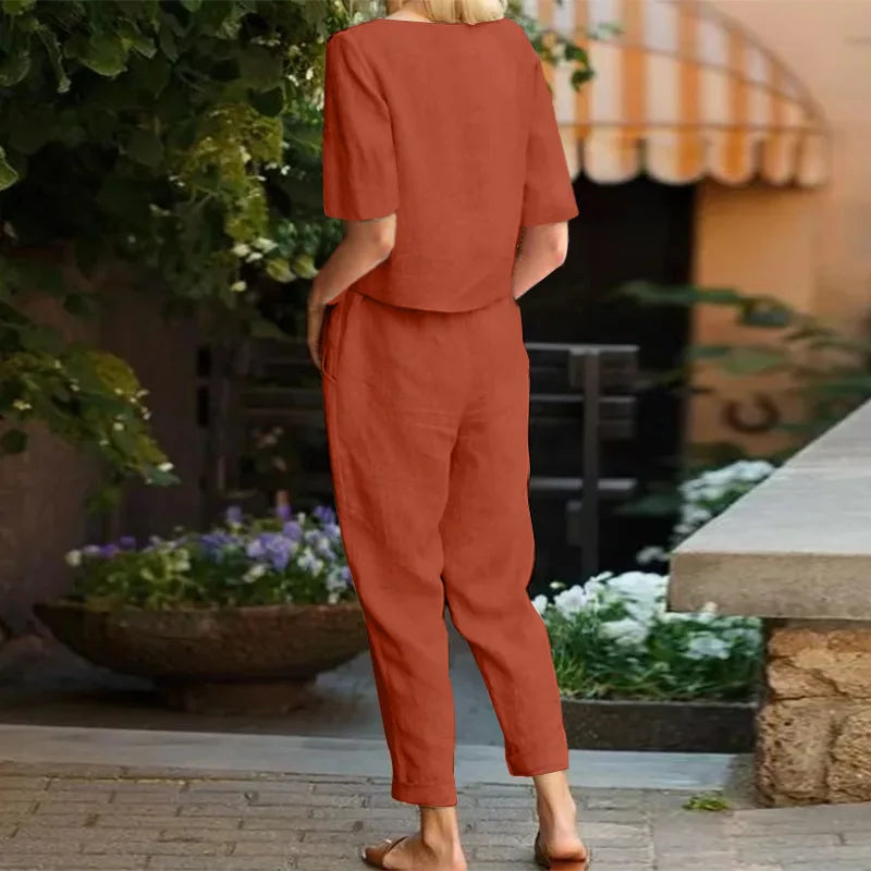 Ensemble d'été 2 pièces femme, style décontracté chic, idéal pour sorties et loisirs
