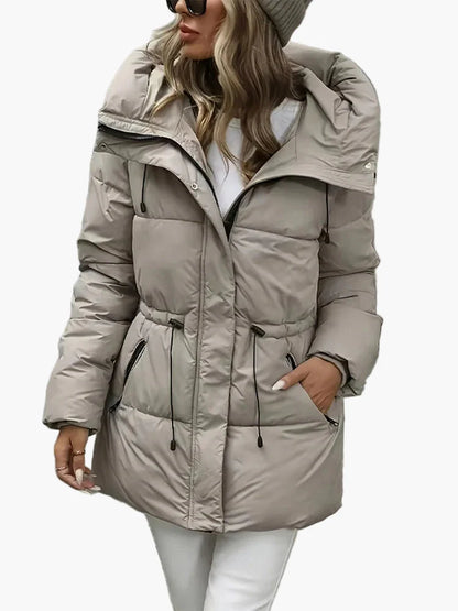 Gesteppter Damen-Wintermantel mit Kapuze, warmer und trendiger urbaner Stil