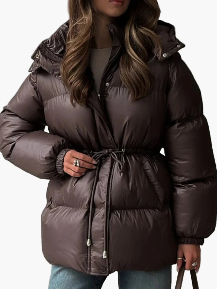 Chaqueta acolchada para mujer corte largo estilo urbano invierno