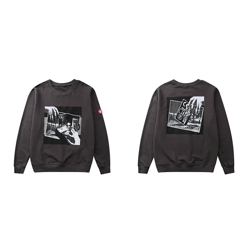 Sweatshirt met ronde hals en grafische print in urban stijl - antracietgrijs