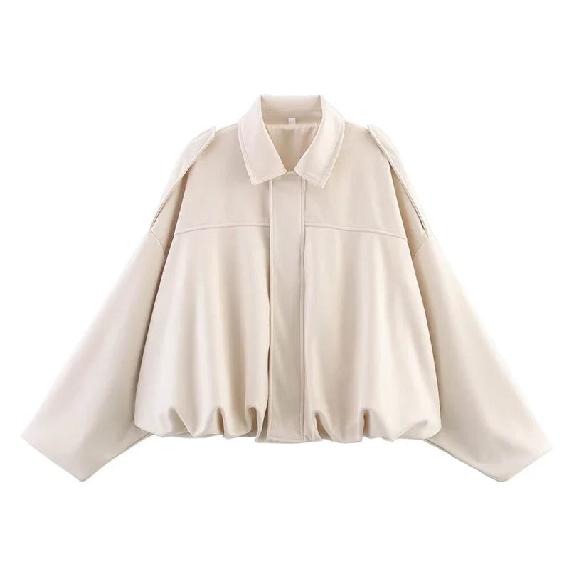 Veste courte style aviateur femme kaki col classique manches longues