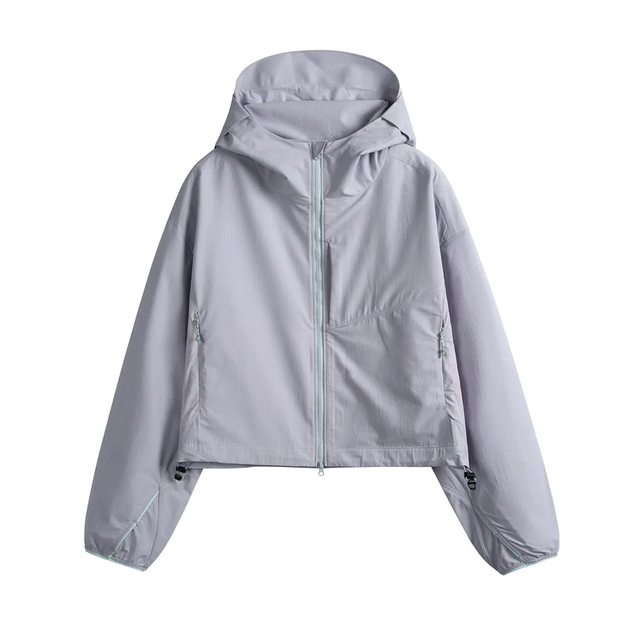 Veste courte à capuche légère pour femme, coloris variés