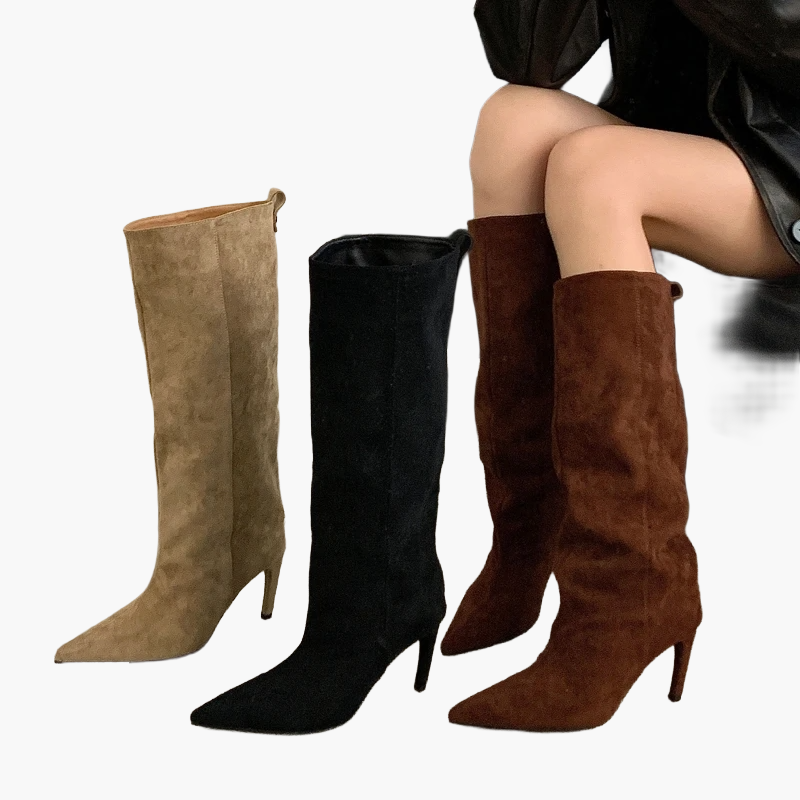 Bottes Femme Mode à Talons Hauts Pointus Style Élégant