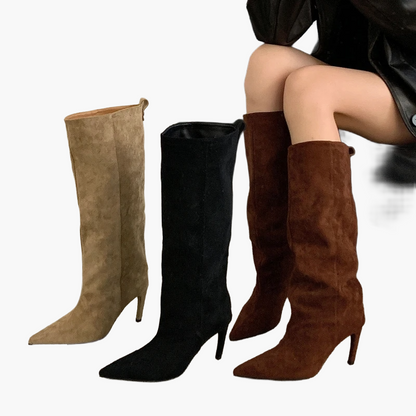 Bottes Femme Mode à Talons Hauts Pointus Style Élégant