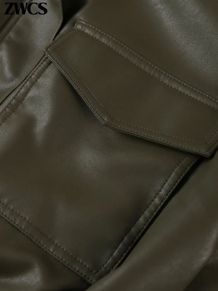 Women's cropped bomber jacket in soft fabric, military green, zip closure