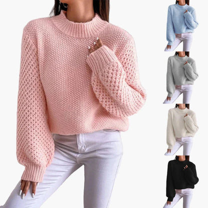 Pull ample femme style décontracté manches ballon tricot chic automne hiver