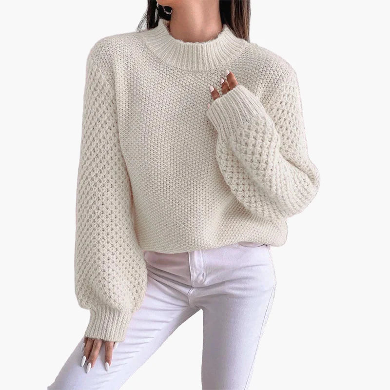 Pull ample femme style décontracté manches ballon tricot chic automne hiver