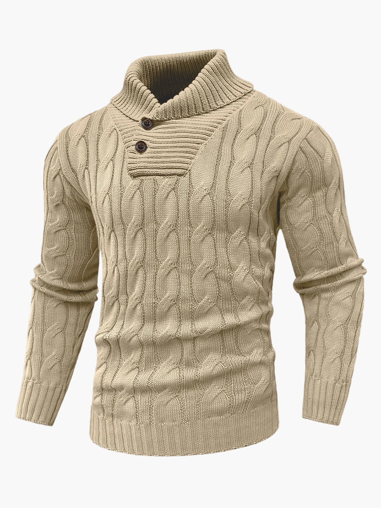 Maglione con collo sciallato intrecciato da uomo stile casual elegante