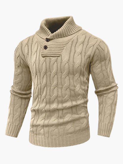 Maglione con collo sciallato intrecciato da uomo stile casual elegante